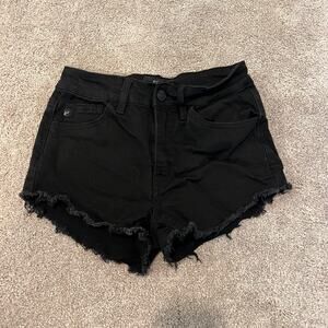 Kancan Women's Black‎ Denim Shorts Distressed Hem Size 3/25